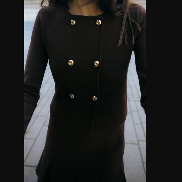 NWT ZARA KNIT WRAP TOP BROWN - Picture 2 of 5